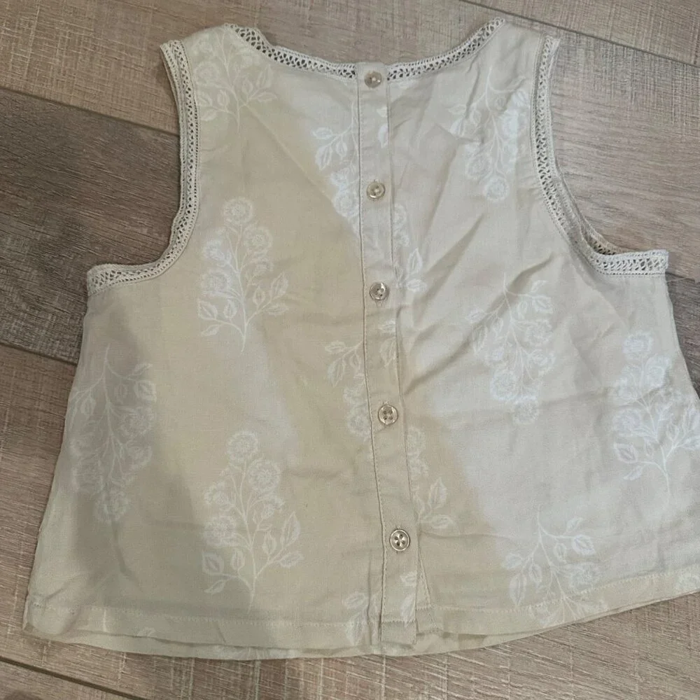 HAPPILY GREY KIDS LARGE 10/12 LINEN SKIRT SET BEIGE